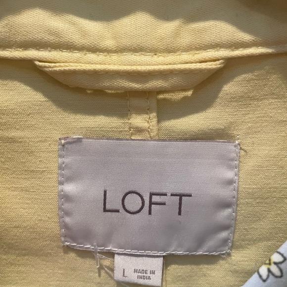 LOFT Women’s Large Yellow Utility Jacket Belted Safari Style 100% Cotton - Picture 4 of 10